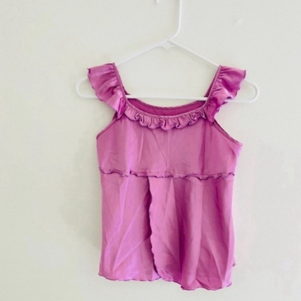 Vintage 90s Lavender Purple Satin Tank Blouse Small